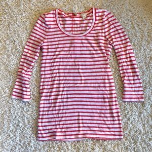 J Crew Striped 3/4 Sleeve Shirt